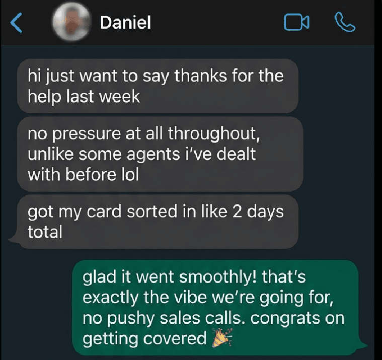 WhatsApp message from Daniel T.